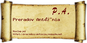 Preradov Antónia névjegykártya